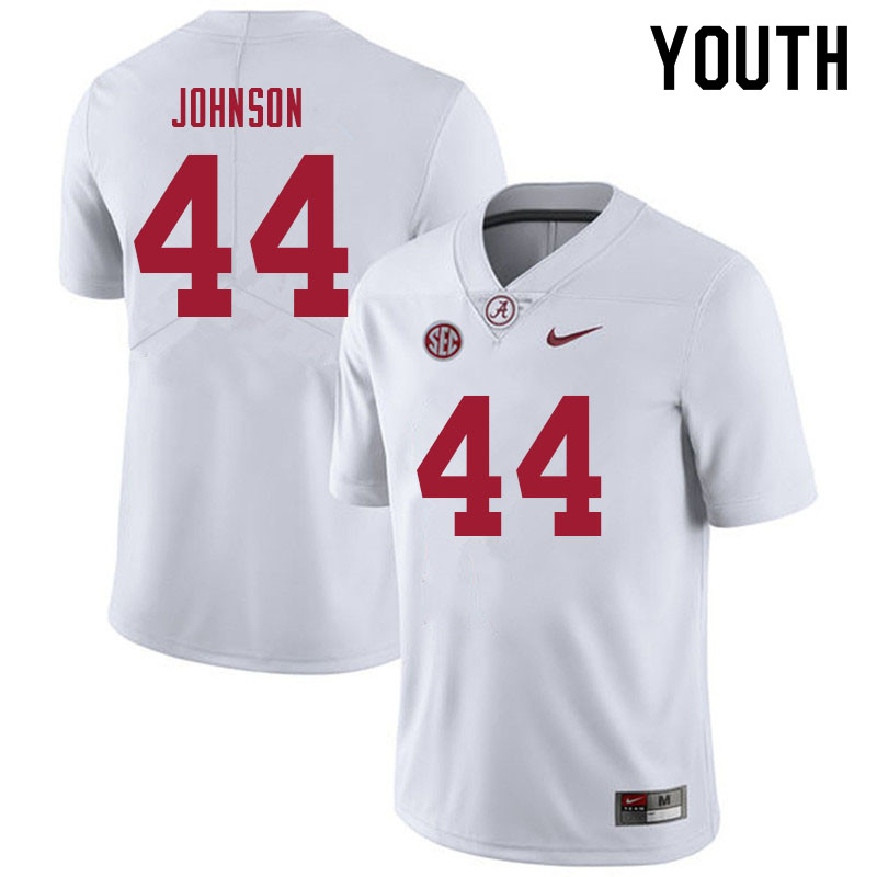 Alabama Crimson Tide Youth Christian Johnson #44 White NCAA Nike Authentic Stitched 2021 College Football Jersey HU16Q70UD